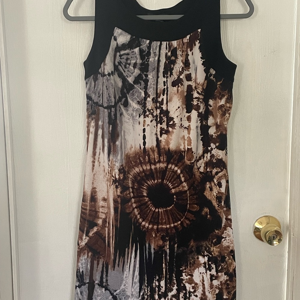 AB Studio Black and Brown Artistic Mini Dress